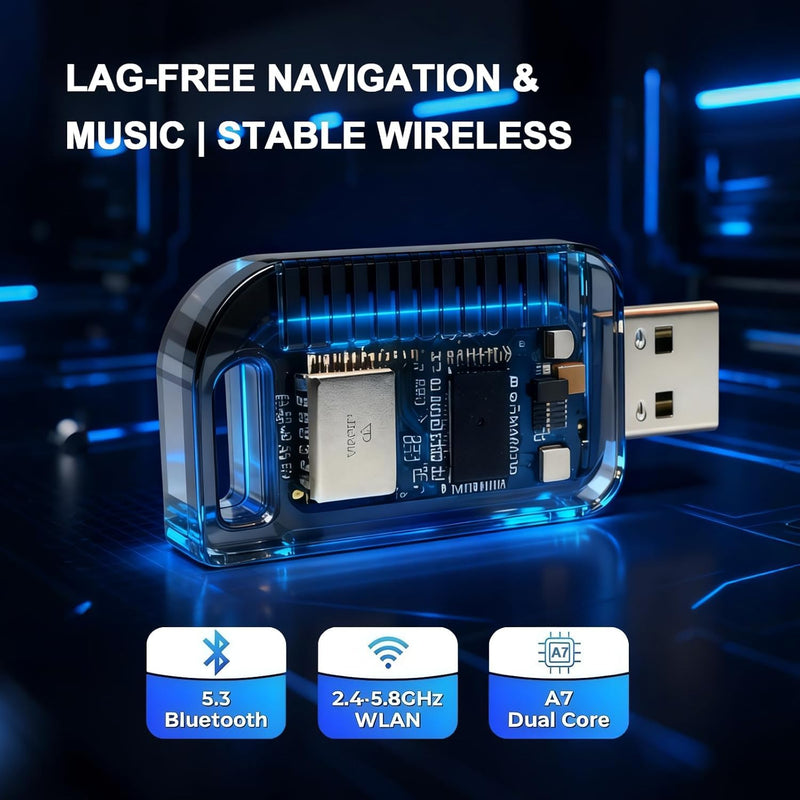 2‑in‑1 Wireless Carplay Adapter for Apple iPhone & Android Auto | Mini Dongle, Convert Wired Apple Carplay to Wireless Adapter, Automatic Connection, Low Latency, Plug & Play, Usb‑A/Type‑C