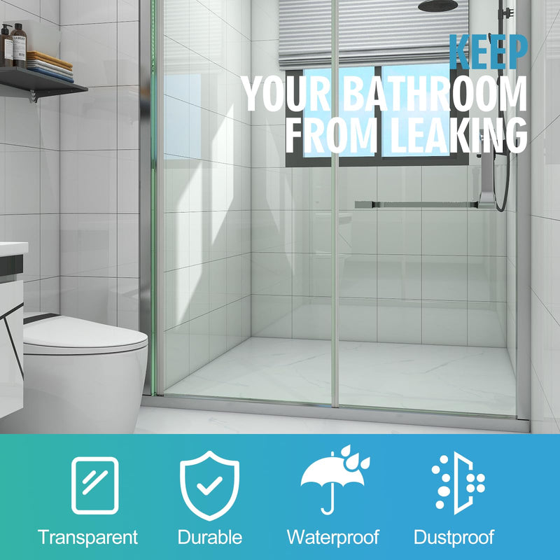 Frameless Shower Door Bottom Seal Shower Sweep with Drip Rail for 1/2" Glass,36" Long, Vinyl, Clear