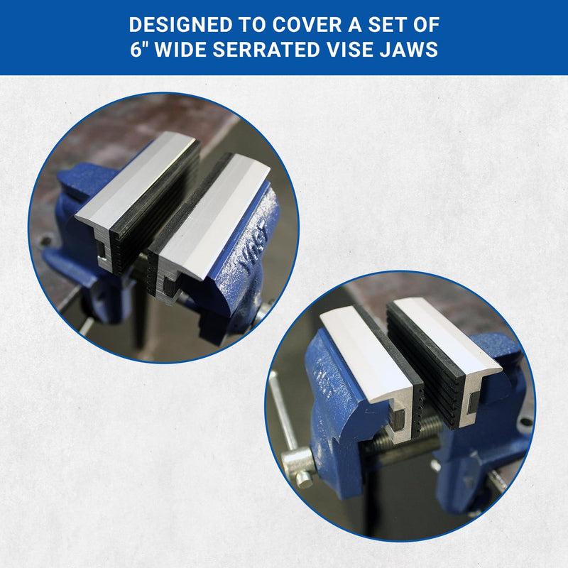Yost Vises MA-360 Universal 6" Magnetic Aluminium Vise Jaw Caps Smooth Serrated Vise Jaw Cover Jaw Cover fits 6" Inch Vise Easily Attach with Magnet Strip - No Bolts Needed 1 Pair