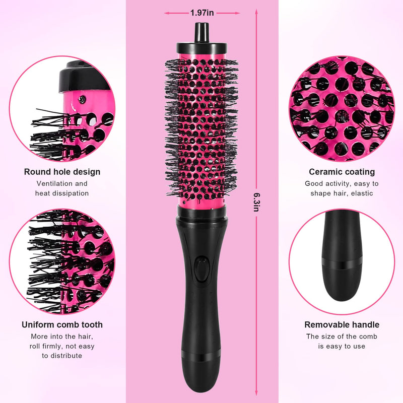 6pcs/set 3 Sizes Detachable Handle Hair Roller Brush with Positioning Clips Aluminum Ceramic Curler Comb Hairdresser