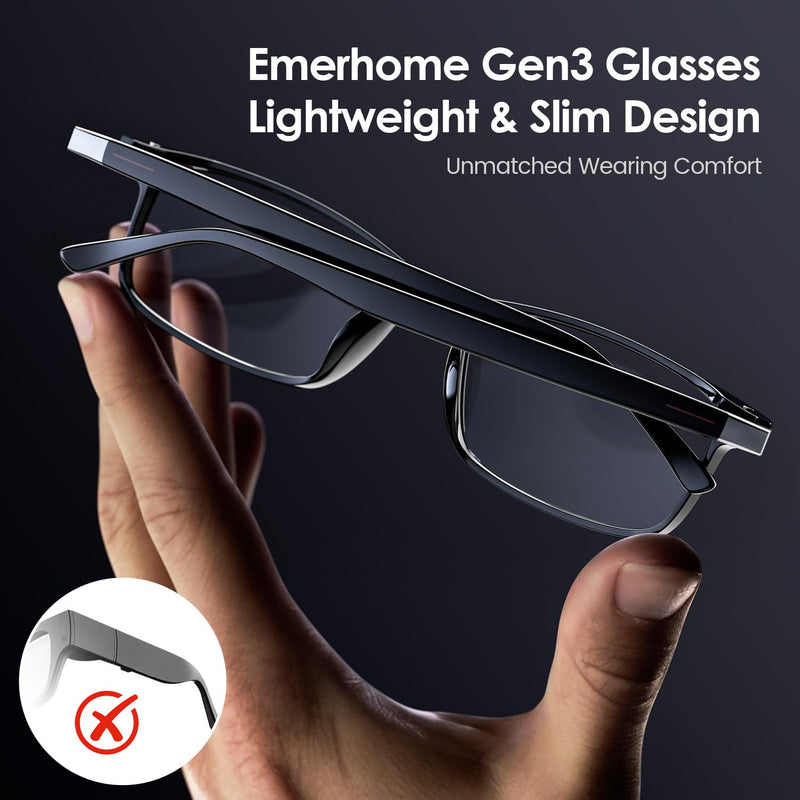 Gen3 Smart Translation Glasses – Bluetooth Glasses with Dual Temples (Bluetooth+Standard), Real-Time AI Interpreter, Touch Control, Voice Assistant – Lightweight for Travel, Work, Business Black Gen3 Glasses Set