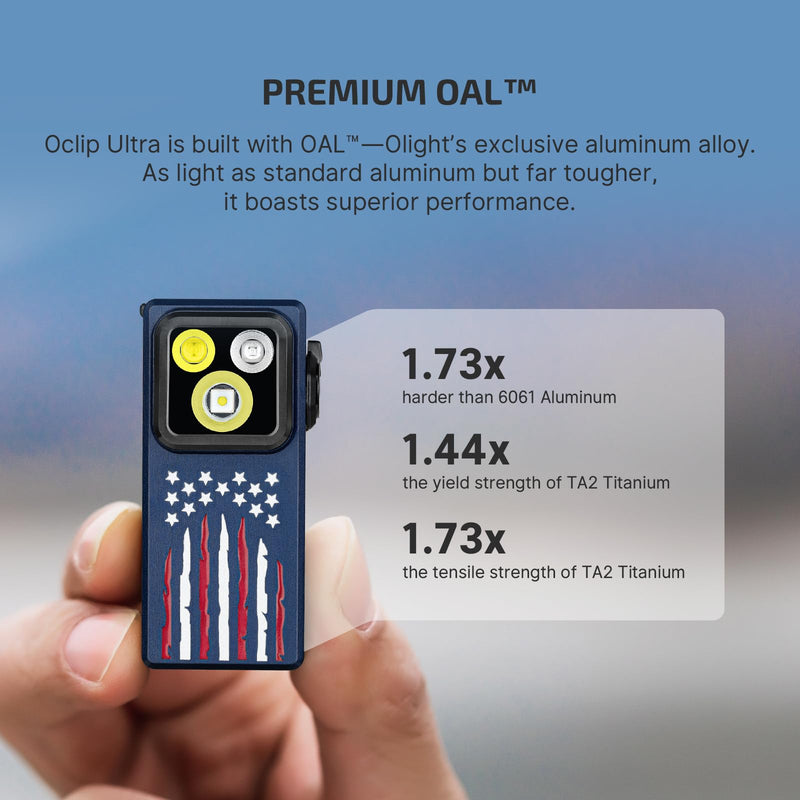 OLIGHT Oclip Ultra EDC Flashlight Clip-on Light, 530 Lumens Rechargeable with Type-C Charging, Combines Floodlight, Spotlight and UV, Triple Lights for Inspection and Work (Stars & Stripes Edition) Stars & Stripes Edition