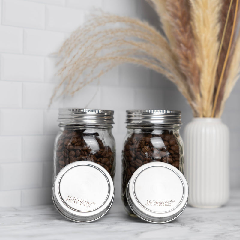Jarware Stainless Steel Mason Jar Lids, Set of 8 Regular Mouth Lids for Mason Jars Regular Mouth, Set of 8