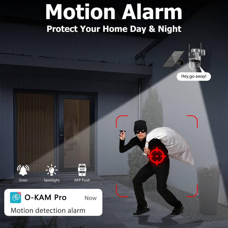 Kurain 6MP Solar Security Cameras Wireless Outdoor, 5ghz & 2.4ghz WiFi 6, Panoramic & Tracking Dual Lens 2-in-1 Home Security Camera with Color Night Vision/PIR Motion Alarm/Human Tracking/360°PTZ Grey