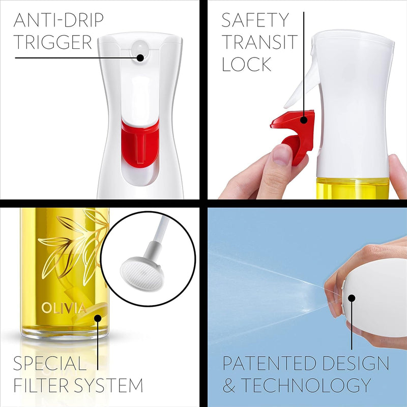FLAIROSOL OLIVIA. The Original Advanced Oil Sprayer for Cooking, Salads, BBQs and More, Continuous Spray with Portion Control, Trusted by Chefs. Patented Technology. (Glass Bottle) (Golden Leaves) Golden Leaves