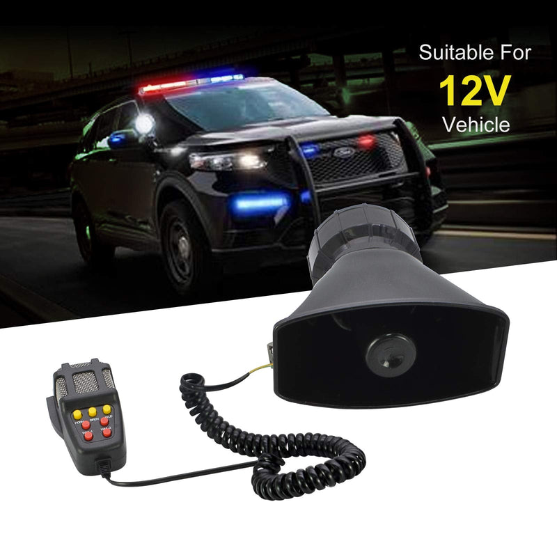 Safego Police Siren Speaker Car Pa System, Dc12v 100w 7 Tones Wired Handheld Microphone Loudspeaker Emergency Siren Electronic