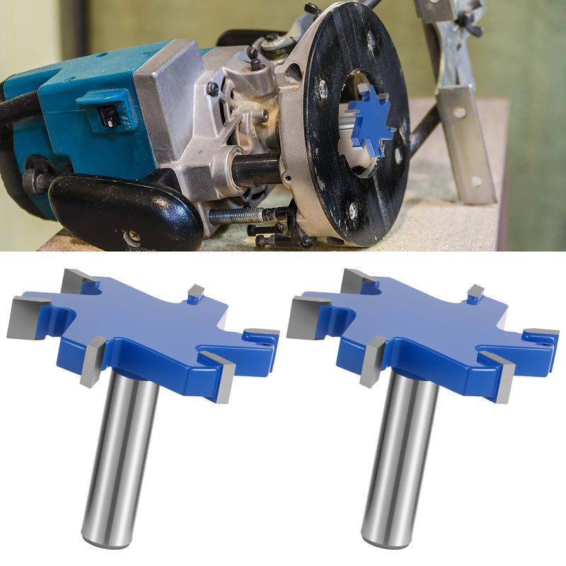 2PCS Slab Flattening Router Bit 1/2 Shank, 2-1/2" Cut Dia, 6 Flute Surfacing Router Bit Efficient Slab Flattening Multifunctional Planing for Solid Wood Density Board Laminate 1/2" Shank Blue