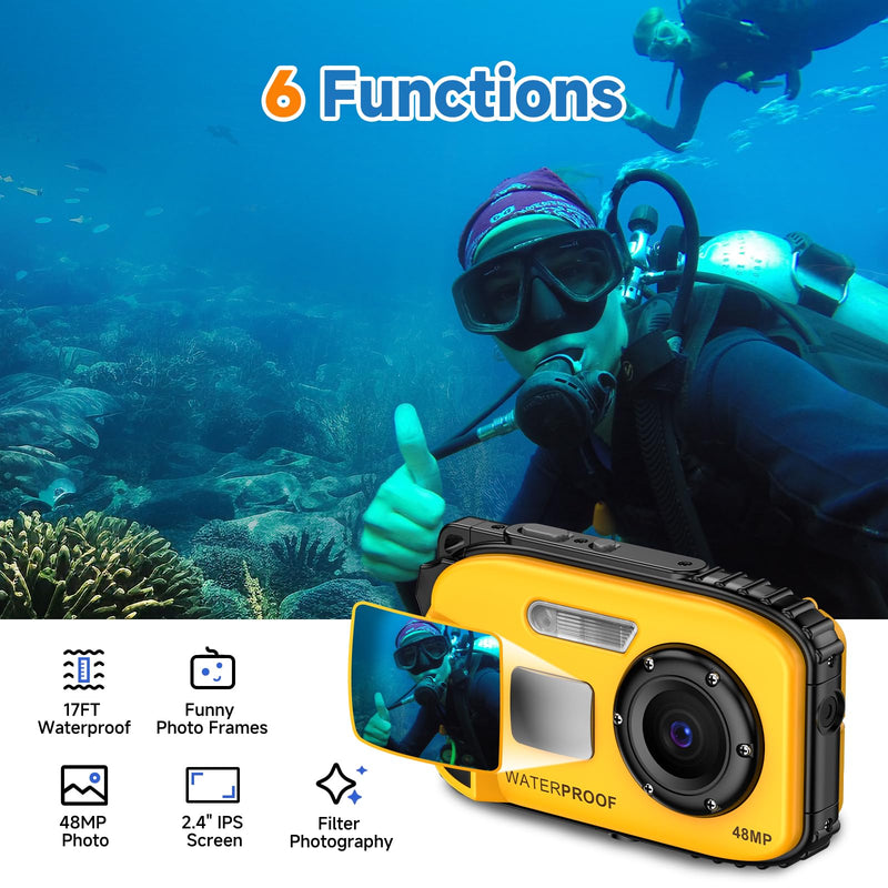 Underwater Floating Digital Camera – 48MP HD Bare-Body Waterproof Camera, No Case Needed for Underwater Fun & Childhood Memories (Orange) Orange