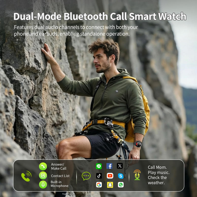 Soudorv Military Smart Watch for Men, 50+ Day Battery Life, Bluetooth Call | 1.53" HD, 110+ sports modes, heart rate/sleep monitor, IP68 waterproof, Fitness Watch with LED Flashlight for iOS/Android Black
