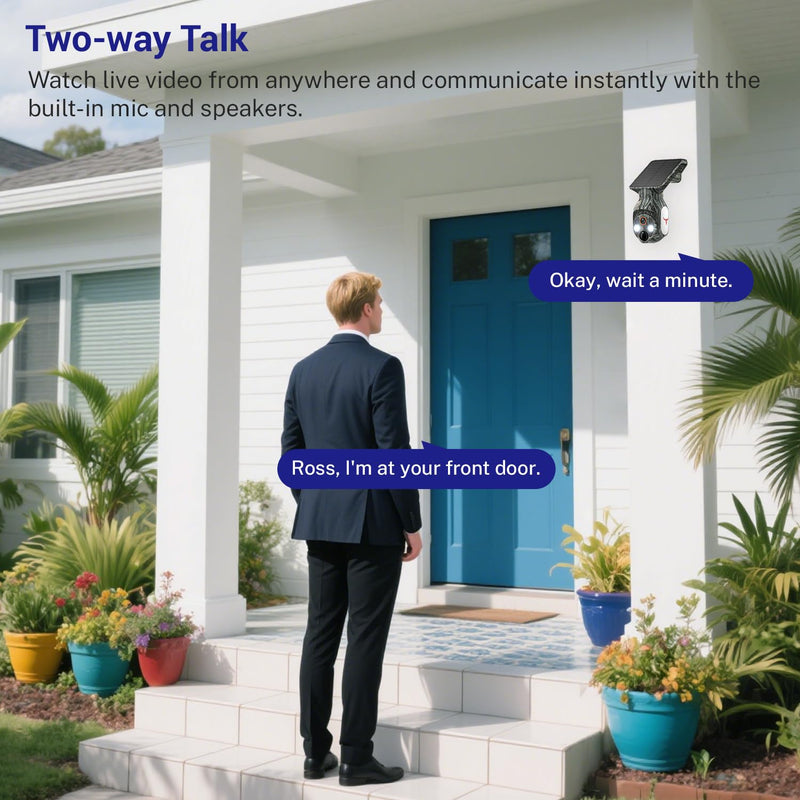 1080P Solar Security Cameras Wireless Outdoor, 360° View Pan/Tilt 2.4Ghz WiFi Outside with Color Night Vision, Easy to Install, Real-Time Alerts, Cloud Storage, 2-Way Audio (Wi-Fi)