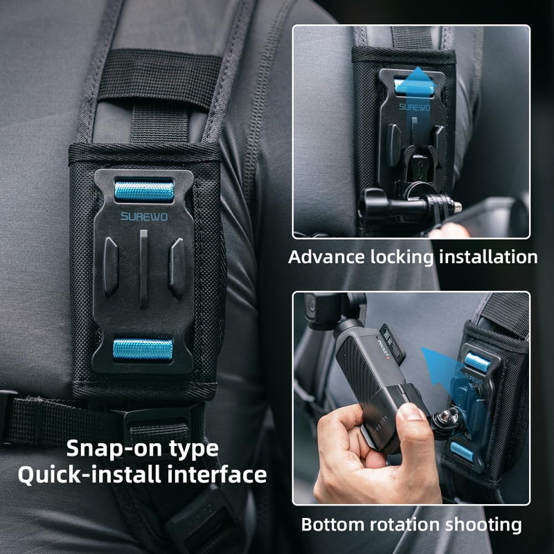 Osmo Pocket 4 Backpack Mount,Bag Belt Shoulder Strap Mount with Extended Border Compatible with DJI Osmo Pocket 4