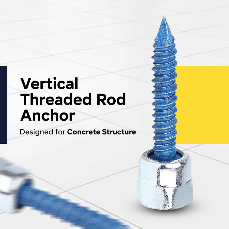Everflow 8059957-25 3/8" Screw Vertically Threaded Rod Anchor Designed for Concrete Structure, Steel, Zinc Finish, 5/16 x 1-3/4" Screw Length (25 Pack) 5/16 x 1 3/4 in. Screw ROD SIZE 3/8"