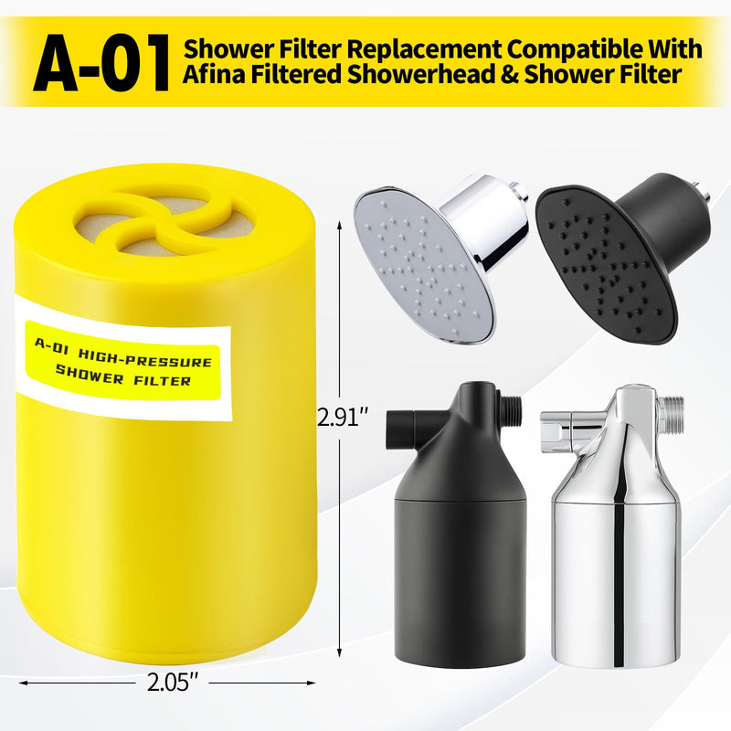 A-01 Shower Filter Replacement Compatible With Afina Filtered Showerhead & Shower Filter,For Hard Water Remove Chlorine And Other Impurities,3 Pack 3