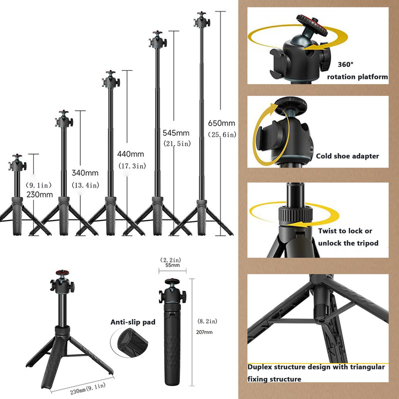 for DJI Osmo Pocket 3 Tripod, 25" Action Camera Selfie Stick Tripod Stand | With Adapter for DJI Osmo Pocket 3 4, Extendable Selfie Stick Tripod for Pocket 3 4 Action 5 GoPro Insta360 X5 Luna Ultra