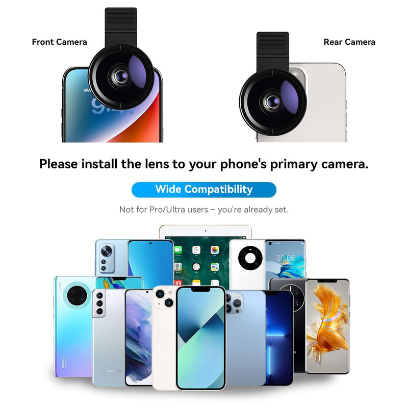 APEXEL 0.45x Wide Angle & 12.5X Macro Lens, Clip-On Phone Camera Kit | for iPhone & Android – Perfect for Selfies, Travel, and Close-Ups