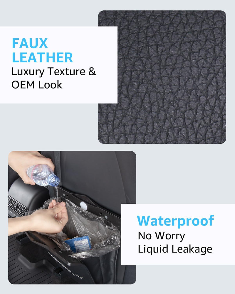 Motrobe Tesla Model Y Juniper Trash Can 2020-2026 Garbage Bag Garbage Bin [Strong Magnetic Buckle] Waterproof with LED Light Faux Leather Model Y Interior Accessories 2.5 Gallons