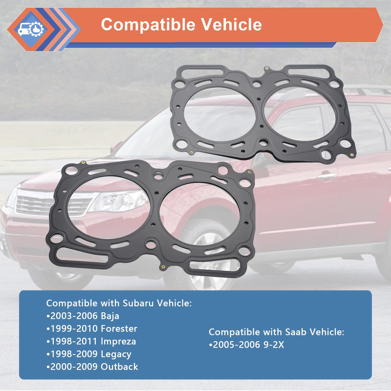 ZONFANT 2 Pcs MLS Engine Cylinder Head Gasket Compatible with Subaru Saab Vehicle 1998-2010 Baja Forester Impreza Legacy Outback, 2005-2006 9-2X, Replace#26415PT