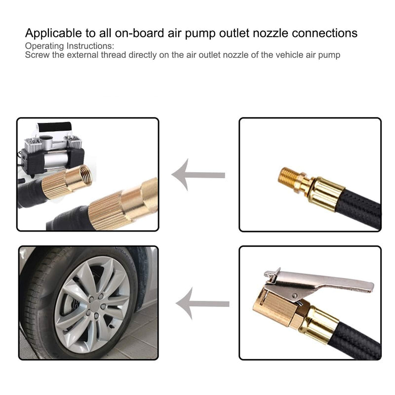 Tire Inflator Extension Tube Tyre Pump Quick Inflation Chuck Adapter Hose Quick-Inflation Clip Connector High-Pressure Tube Car Motorcycle Maintenance Accessories