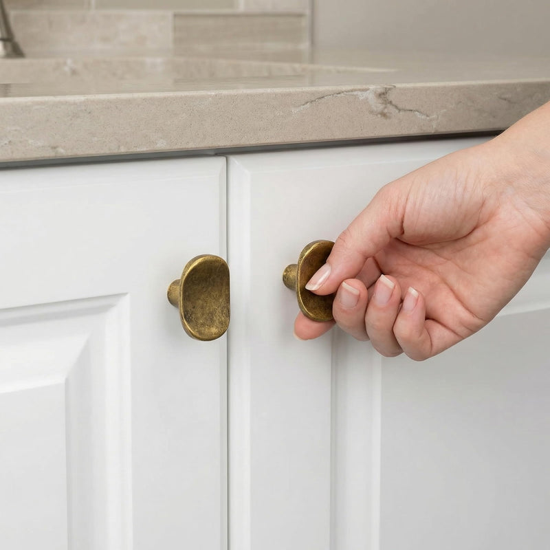 6 Pack Antique Brass zinc Alloy Solid Cabinet Knobs,Vintage Brass Single Hole Drawer Square knob Handles for Cabinets and Dresser Drawers Rustic 6 Pack