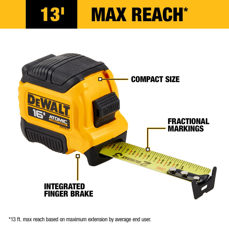 DEWALT Atomic Compact Series 16 ft. Tape Measure (DWHT38116S)