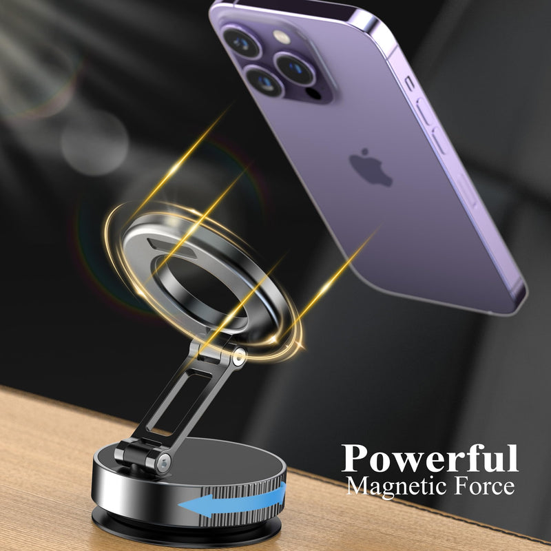 Vacuum Magnetic Phone Holder for Car,Vacuum Suction Phone Mount,Magsafe Car Mount for iPhone, Full Metal Body,Folding Holder for iPhone and Android
