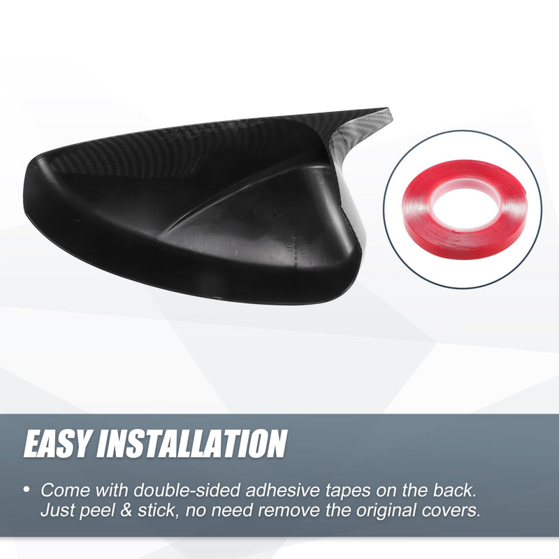 X AUTOHAUX 1 Pair Car Rear View Driver Passenger Side Mirror Cover Cap Overlay Black Carbon Fiber Pattern for Mazda 3 Axela 2014-2019 Mirror Guard Covers Exterior Styling Decoration Trims