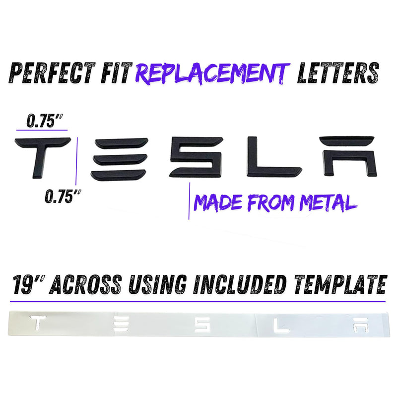 Metal Tesla Letters Emblem Trunk Logo Decal Tailgate Rear 3m Adhesive Compatible with Tesla Model 3 Y Highland Juniper Matte Black (Tesla Letters)