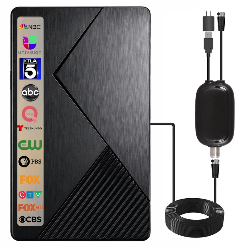Five Star Flat Panel Indoor TV Antenna – Long Range, Amplified HD Reception with Signal Booster, 4K Ready for Local Channels