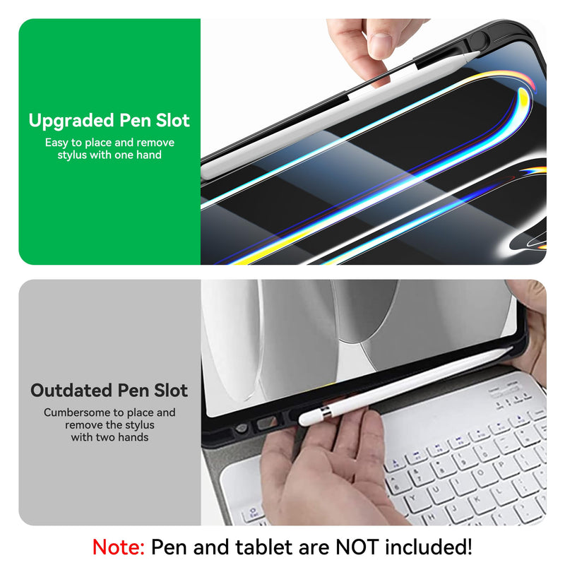 for iPad Pro M5/M4 11" Keyboard Case with Wireless Magnetic Keyboard | Folder Style Cover Three Adjustable Angles with Pen Slot and Honeycomb Heat Dissipation for iPad Pro (M5/M4,2025/2024),Black