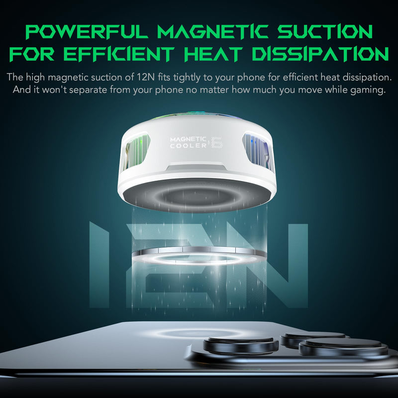 Black Shark FunCooler 6 Magnetic Cell Phone Cooler for Gaming, Portable Mobile Phone Cooling Fan with RGB Light, App-Controlled Cellphone Radiator for iPhone Magnetic Series/iPad (White) FunCooler 6 White