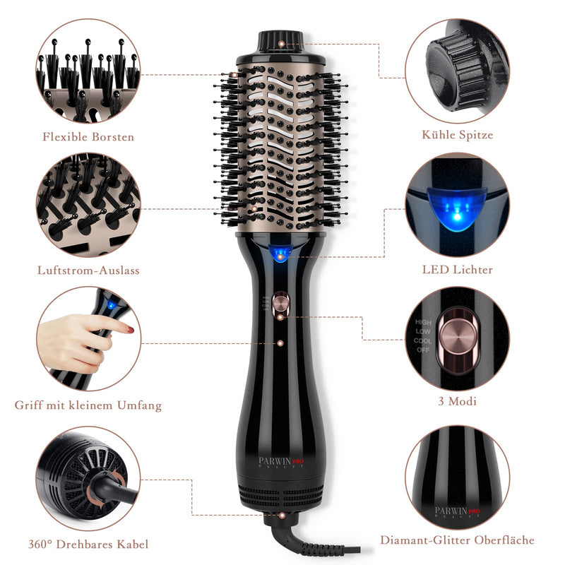 One-Step Hair Dryer Brush, 4-in-1 Hot Air Styler and Blow Dry Brush | Ionic Ceramic Technology, for Drying, Volumising and Straightening, Mid to Long Hair, Black 1. Black - Oval