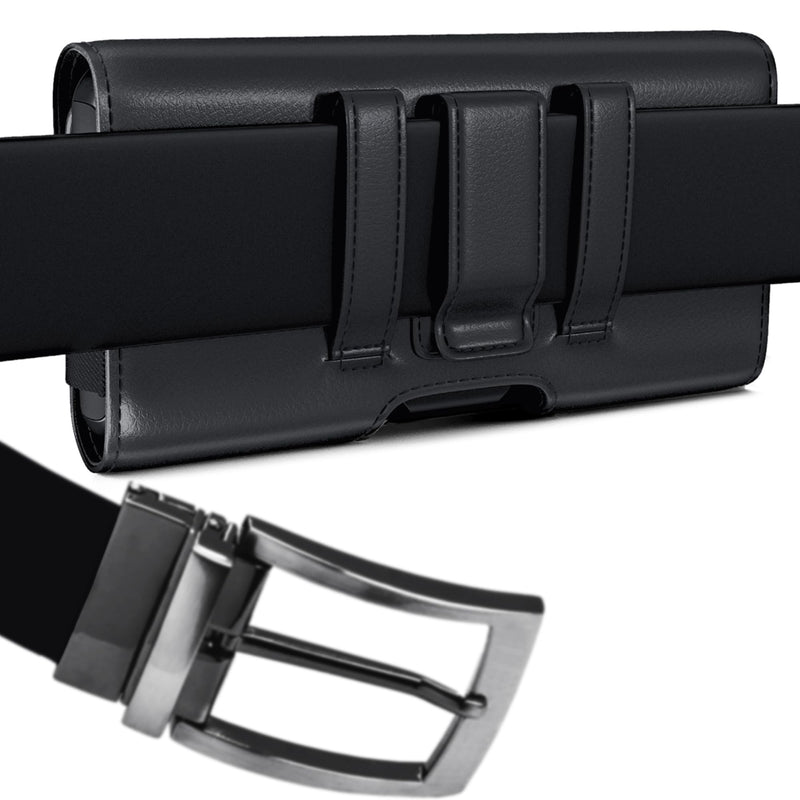 Cell Phone Case for Samsung Galaxy S26 S25 S24 S23 S22 S21 5G | Premium Holster with Belt Clip for Men, ID Card Magnetic Pouch, Black