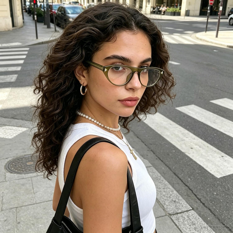 HJSTES Cateye Blue Light Glasses for Woman Men 2026 Trendy Oval Cat Eye Frame Bluelight Blocking for Computer/Reading/Selfie Green Blue Light Glasses