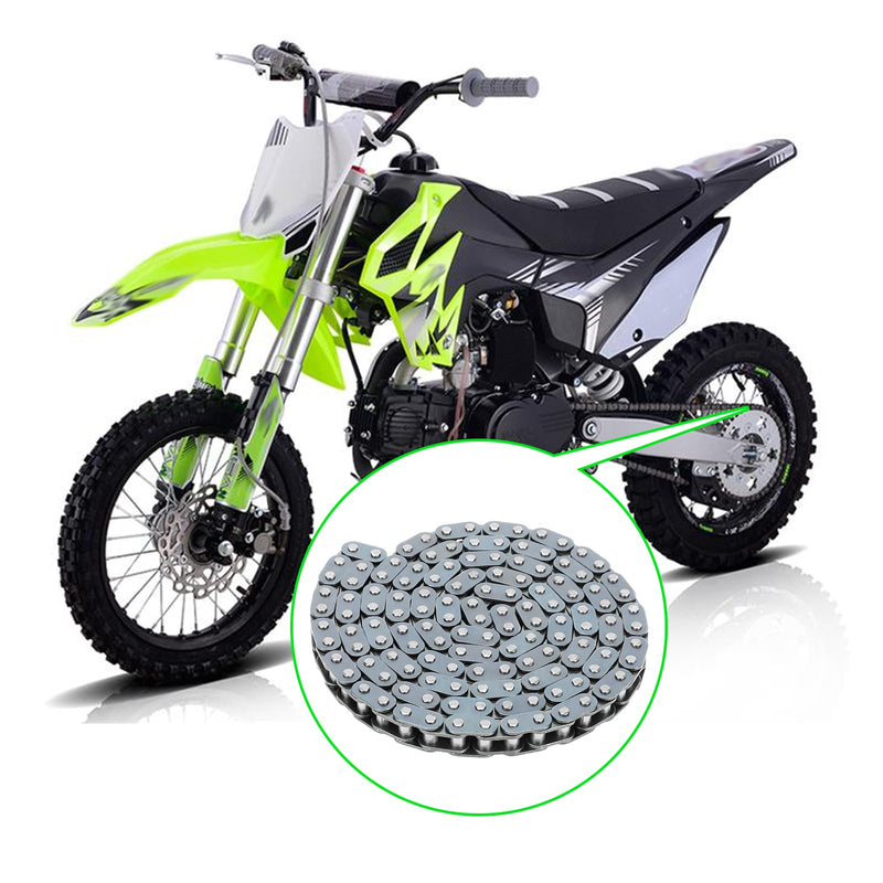 T8F Chain 134 Link Drive Chain Breaker Compatible with SYX Moto 50cc Dirt Bike Mototec SSR X-pro Coolster 47cc 49cc 2 Stroke Engine Pocket Rocket Pit Bike Mini ATV Quad 4 Wheeler Go Kart Parts A-silver