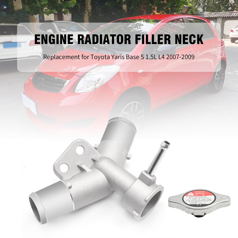 Aluminium Engine Radiator Filler Neck with Sealed Cap, Replacement for Toyota Yaris 2007-2018 1 Set, Replace# 1650221080