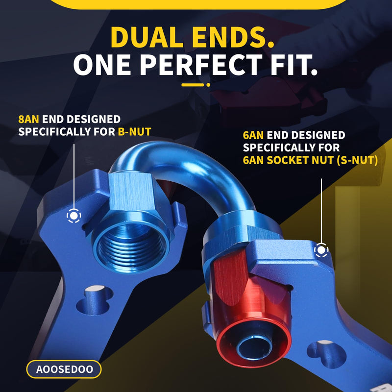 PTFE Hose Assembly Tool, Hose Reaming Tool For 4AN, 6AN, 8AN, 10AN PTFE Fuel Line Assembly. With a Double-ended AN Fittings Wrench 6AN Socket- AN8 B-nut, Blue With Wrench