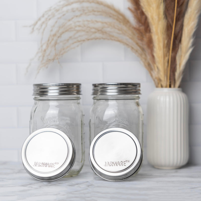 Jarware Stainless Steel Mason Jar Lids, Set of 8 Regular Mouth Lids for Mason Jars Regular Mouth, Set of 8