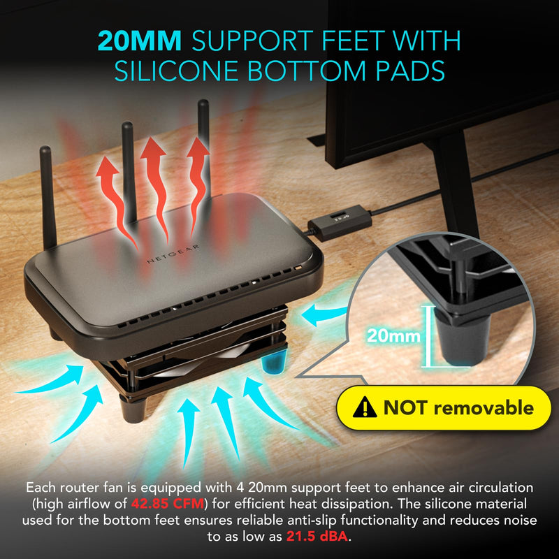 ANEXT USB Router Fan, Include 1000mm Extension Cable with 3-Speed Adjustable Controller, Cooling Case Fan for Receiver DVR Xbox TV Box Router 120mm x 25mm 5V USB Power
