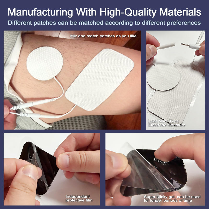  [AUSTRALIA] - TENS Unit Electrode Pads 30 Pcs, 2.0mm Pin Replacement Pads Compatible with Auvon, TENS 7000-5 Assorted Sizes Reusable Self-Adhesive Electrodes for Muscle Stimulator Pain Relief