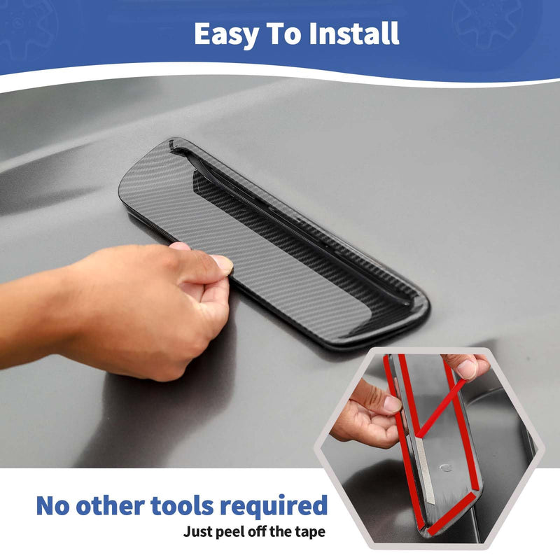 RT-TCZ for Challenger Hood Scoop Insert Vents Cover Trim for Dodge Challenger 2015-2023 Carbon Fiber Exterior Accessories 2pcs