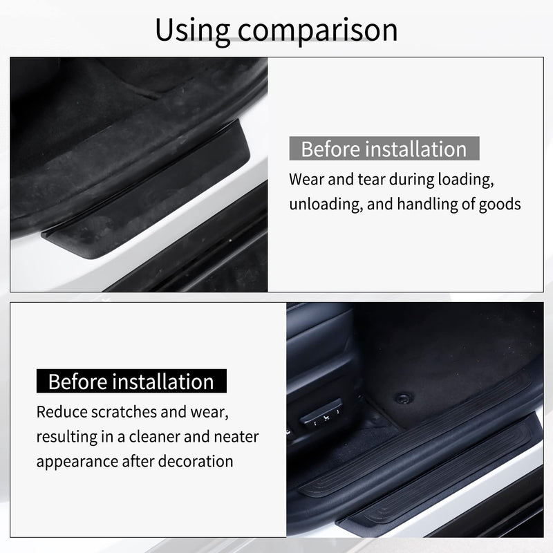SINGARO Car Door Threshold Protection, 4PCS Door Edge Step Dust Shield Cover, Door Width 23.6x2.36inch Car/SUV Universal Rubber Scratch Resistant Exterior Accessories (Black) Black