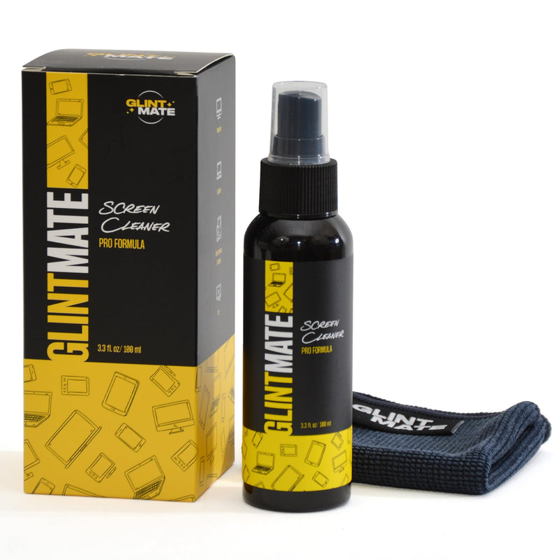 Screen Cleaner Spray (3.3oz) - Glint Mate Spray Bottle and Microfiber Cloth Kit - PRO FORMULA for TV, Laptop, Monitor, Phone & Tablet (3.3oz) 3.3oz
