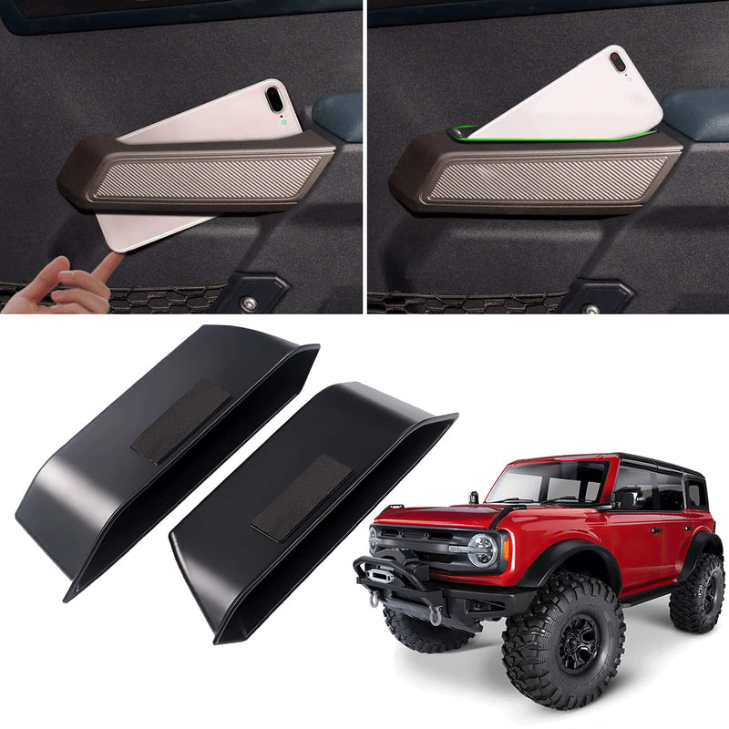 WDG Door Side Storage Box Handle Container for Ford Bronco 2021 2022 2023 2024 2025 Car Interior Accessories, ABS Front Door Side Armrest Phone Pocket Organizer Insert Glove Pallet 2PCS Set 2PCS Front Door Storage Box