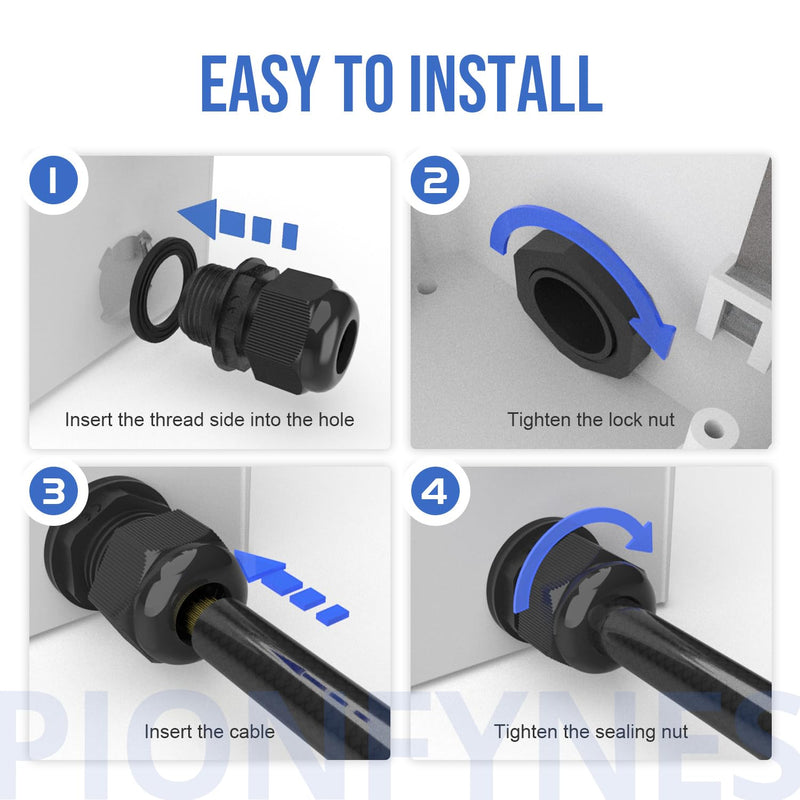 50PCS 1/2'' NPT Cable Gland Waterproof Adjustable 6-12mm/0.24-0.47inch Nylon Cable Glands Joints with Gaskets (1/2'', 50PCS) 1/2'' NPT 50pcs