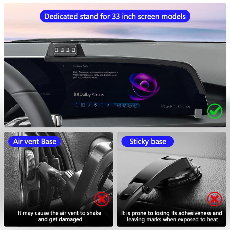 Sunsdrew Car Phone Holder for Cadillac Lyriq 2023-2026 Accessories, CT5/CT5 V/Optiq 2025 2026, XT4 2024-2026, Magnetic Phone Mount for 33-inch Screen, Hands-Free Phone Stand for All Phones For Lyriq/CT5/XT4(33" Screen)