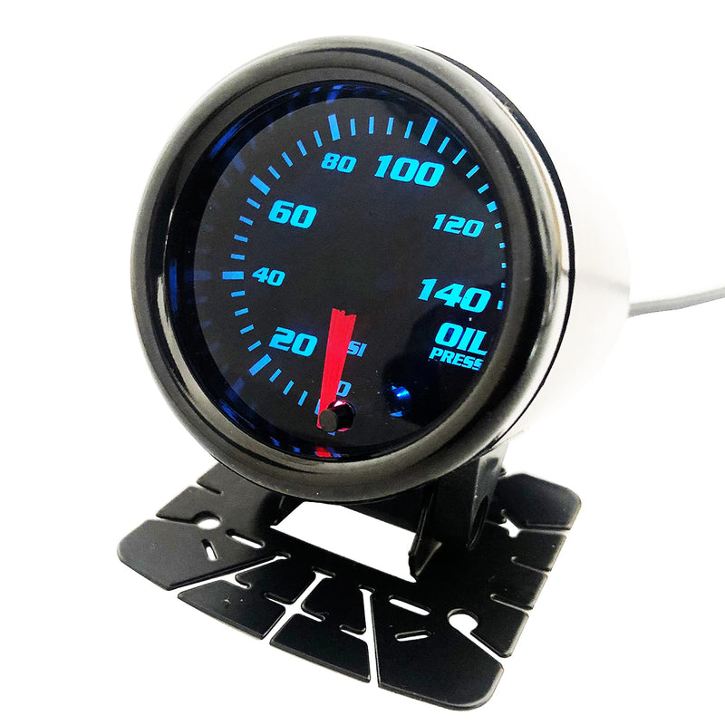Oil Pressure Gauge 52mm Oil Press Meter with 1/8 NPT Male Thread Sensor,with Cup,2'',7 Colors, 0-140 PSI, Digital LED