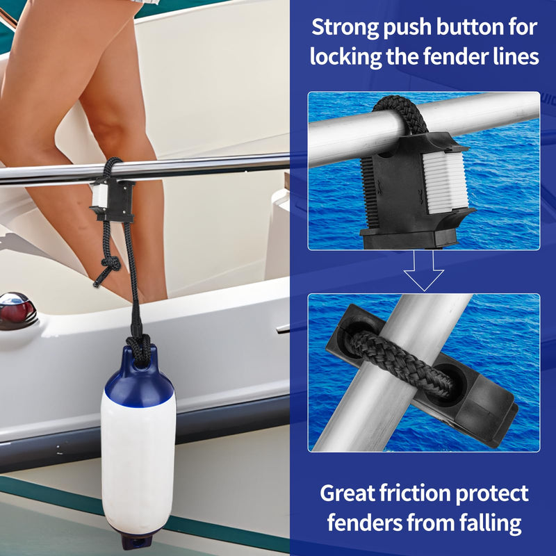 Huntury Boat Fender Hanger, Boat Rail and Cleat Fender Clips, Quick Connect and Release Fender Lines, Boat Bumper Adjuster Pack Of 2