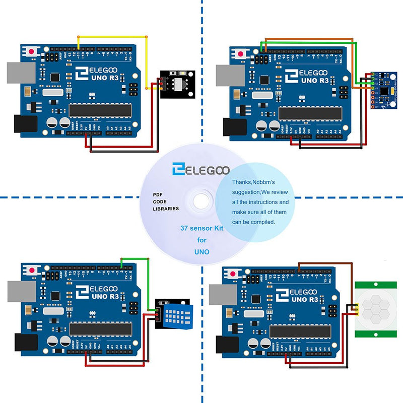  [AUSTRALIA] - ELEGOO Upgraded 37 in 1 Sensor Modules Kit with Tutorial Compatible with Arduino IDE UNO R3 MEGA Nano