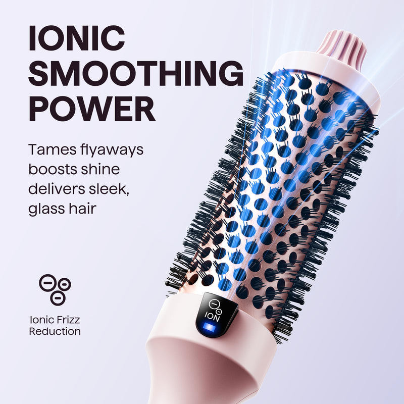 Wavytalk Blowout Boost Thermal Round Brush for Dry Hair Blowout Look | Negative Ion Tech, Tourmaline Ceramic, Less Damage, Makes Hair Smooth & Wavy, 5 Temperature Settings, Dual Voltage, Pink Sakura Pink