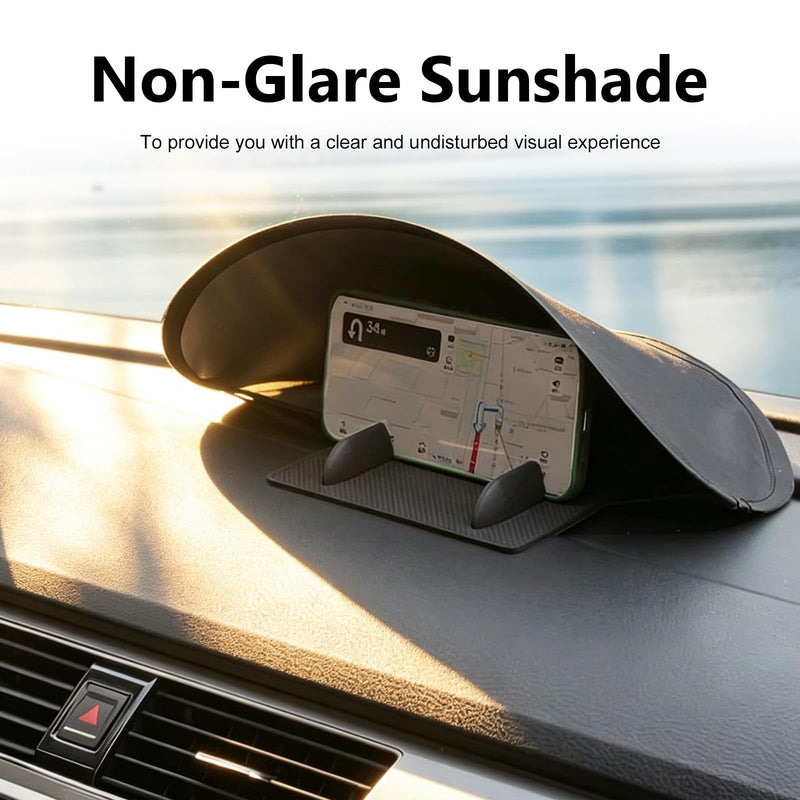 Cell Phone Sun Shade, Foldable Portable Car Dashboard Phone Sunshade, Anti-glare Smartphone Sunscreen, Car Interior Accessories (Black)